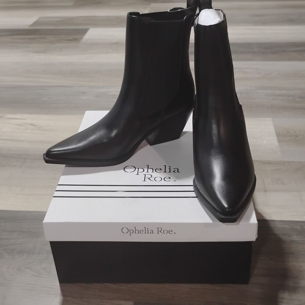 New Women's Ophelia Roe Black Chelsea Boot Size 6 M